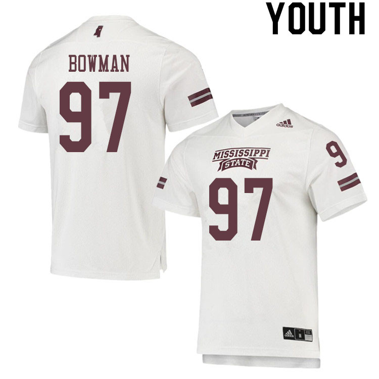 Youth #97 Reed Bowman Mississippi State Bulldogs College Football Jerseys Sale-White